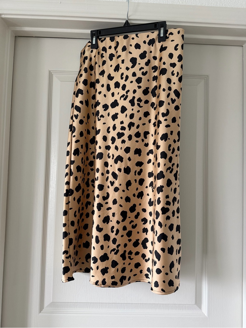Beige/Gold and Black Animal Print Midi Skirt